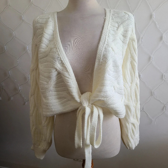 Miss Love Wrap Knit Sweater / Sweet Cream / Size Medium - Picture 1 of 5